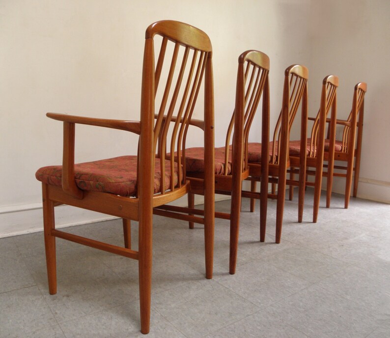 Set of 6 Mid Century Danish modern Benny Linden teak dining | Etsy