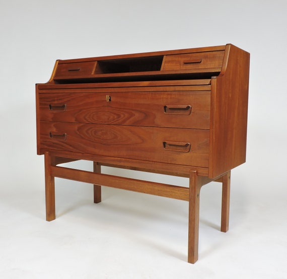 Arne Wahl Iversen Danish Modern Teak Secretary Desk Model 70 Etsy