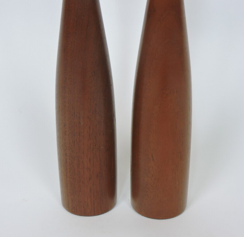 Pair of Large Danish Mid Century Modern Turned Teak Candleholders ...