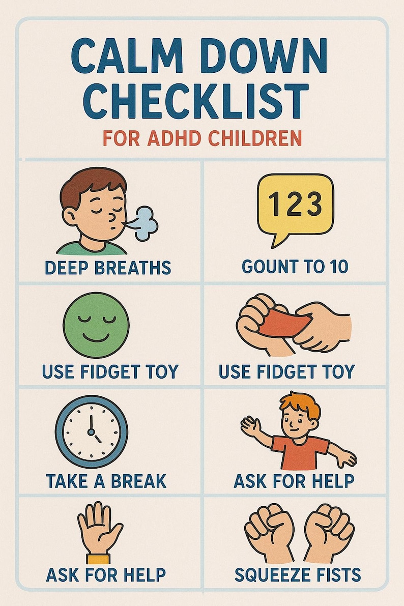 ADHD Calm Down Charts - Etsy