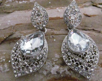 CZ earrings, cz cabochon earrings, cz dangle earrings, wedding earrings, pageant earrings,