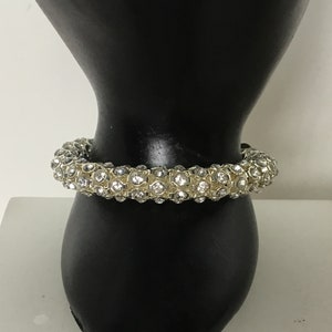 Handmade Crystal Rhinestone Bracelet: Silver Wedding Jewelry