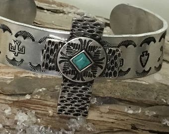 Bracelet stamped jewelry - Cross bracelet - hand stamped jewelry - custom hand stamped  jewelry - personalized bracelet -  gift -