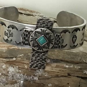 Hand Stamped Cross Cuff Bracelet: Custom Jewelry Gift