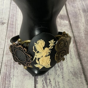 Steampunk bracelet, gothic cuff bracelet,Fairy bracelet, steampunk jewelry, filigree cuff bracelet,Cameo  cuff bracelet, unisex bracelet,