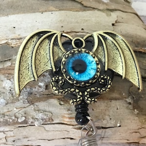 Bronze Bat Wing Badge Reel: Retractable ID Holder