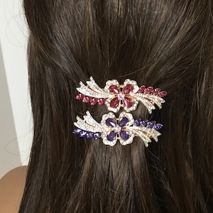 Rhinestone Flower Barrette: Bling Hair Clip, Wedding Hair Jewelry