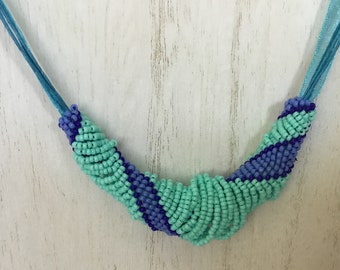 Beaded necklace, dutch spiral necklace, multi color rope necklace, blue / purple necklace, handmade necklace, girlfriend gifts, gifts