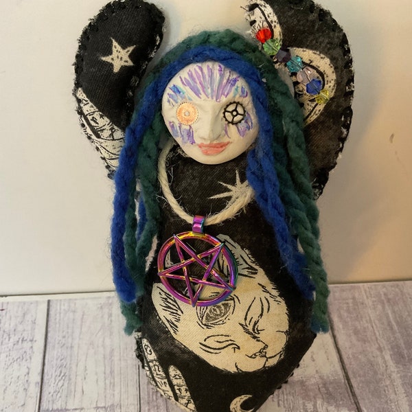 Spirit doll-OOAK doll- healing doll- Witch doll- beaded doll- artisan doll- boho doll- art doll - collectible doll-