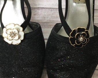 Black shoe clips, white shoe clips, rhinestone shoe clips, wedding shoe clips, bridesmaid shoe