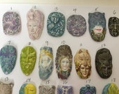 Assorted Cabochons-Bead embroidery faces- doll making faces- faces for jewelry- painted faces for goddess- whimsical face