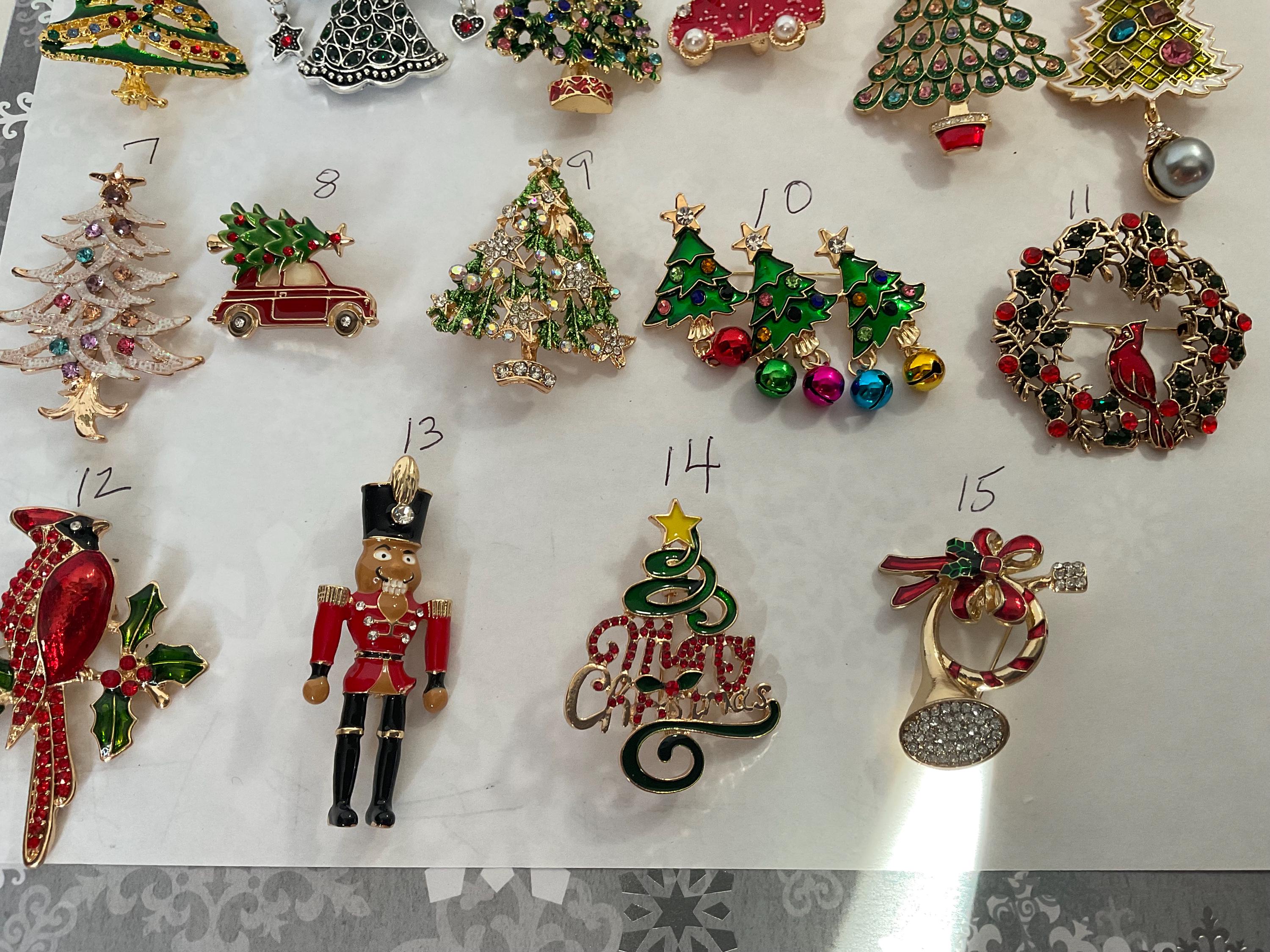 Christmas Brooches pins New Quantities Added Vintage Christmas Pins Rhinestone Christmas Brooch holiday Brooch christmas Gift Gifts Etsy