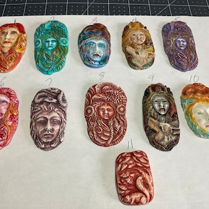 Assorted Cabochons-Bead embroidery faces- doll making faces- faces for jewelry- painted faces for goddess- whimsical face