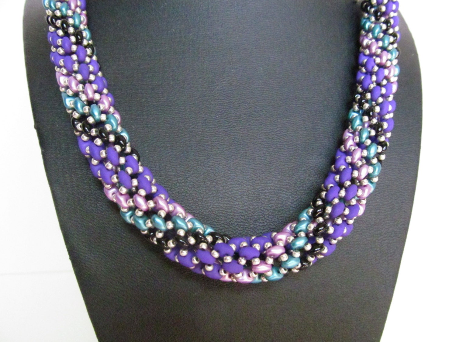 Beaded rope necklace blue rope necklace multi color rope Etsy