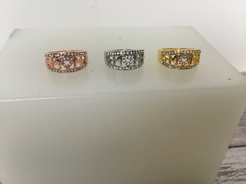 mom ring silver gold and rose Mom rings Mother\u2019s Day gifts rhinestone Mother\u2019s Day ring Mom gifts