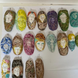 Assorted Cabochons-Bead embroidery faces- doll making faces- faces for jewelry- painted faces for goddess- whimsical face