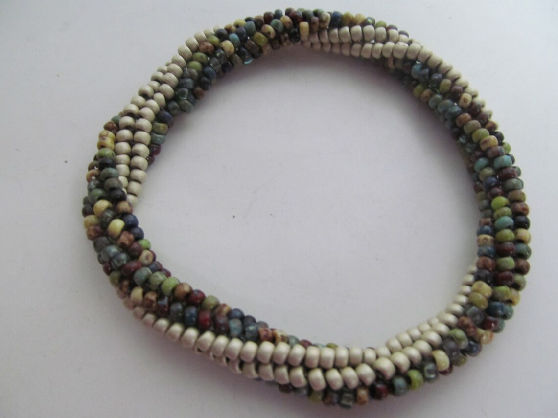 Twisted Herringbone Bracelet Beaded Herringbone Rope Etsy