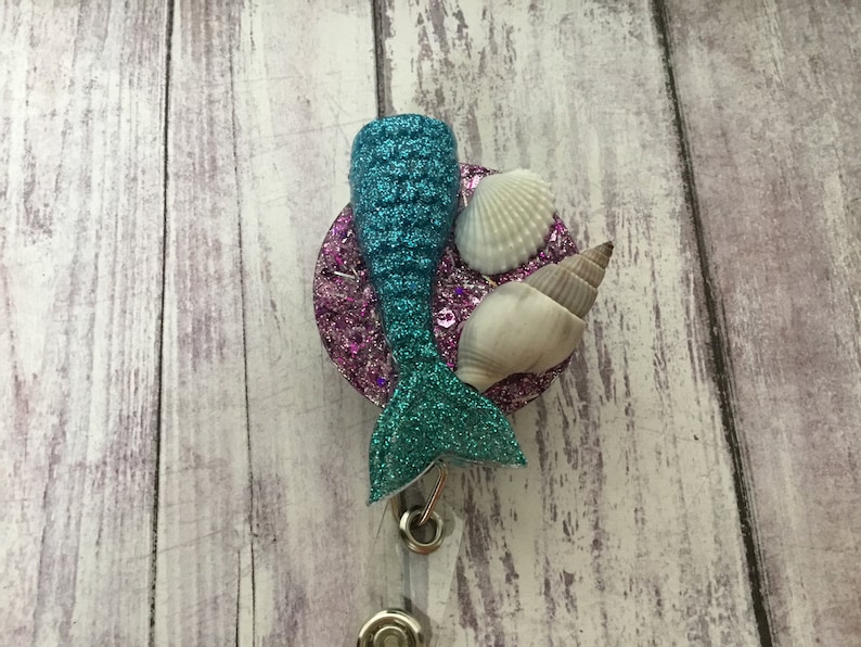 mermaid professionl badge reel gifts Mermaid tail badge reel-Ocean badge reel retractable badge reel nurse badge reel
