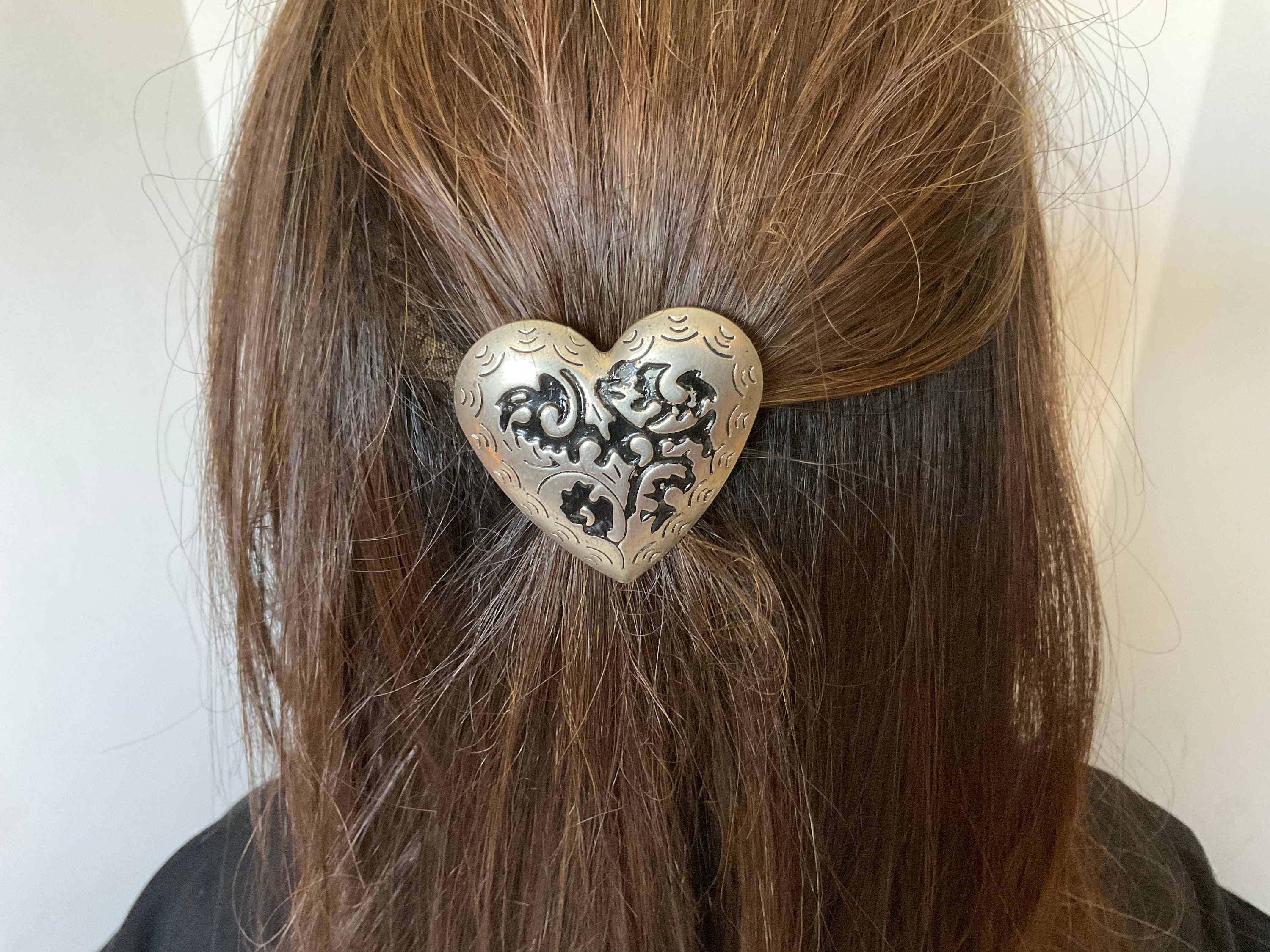 アクセサリー CODY HEART AND STAR HAIR TIE Hairtie,silver Heart Hair Tie, Ponytail Holder, Heart Hair