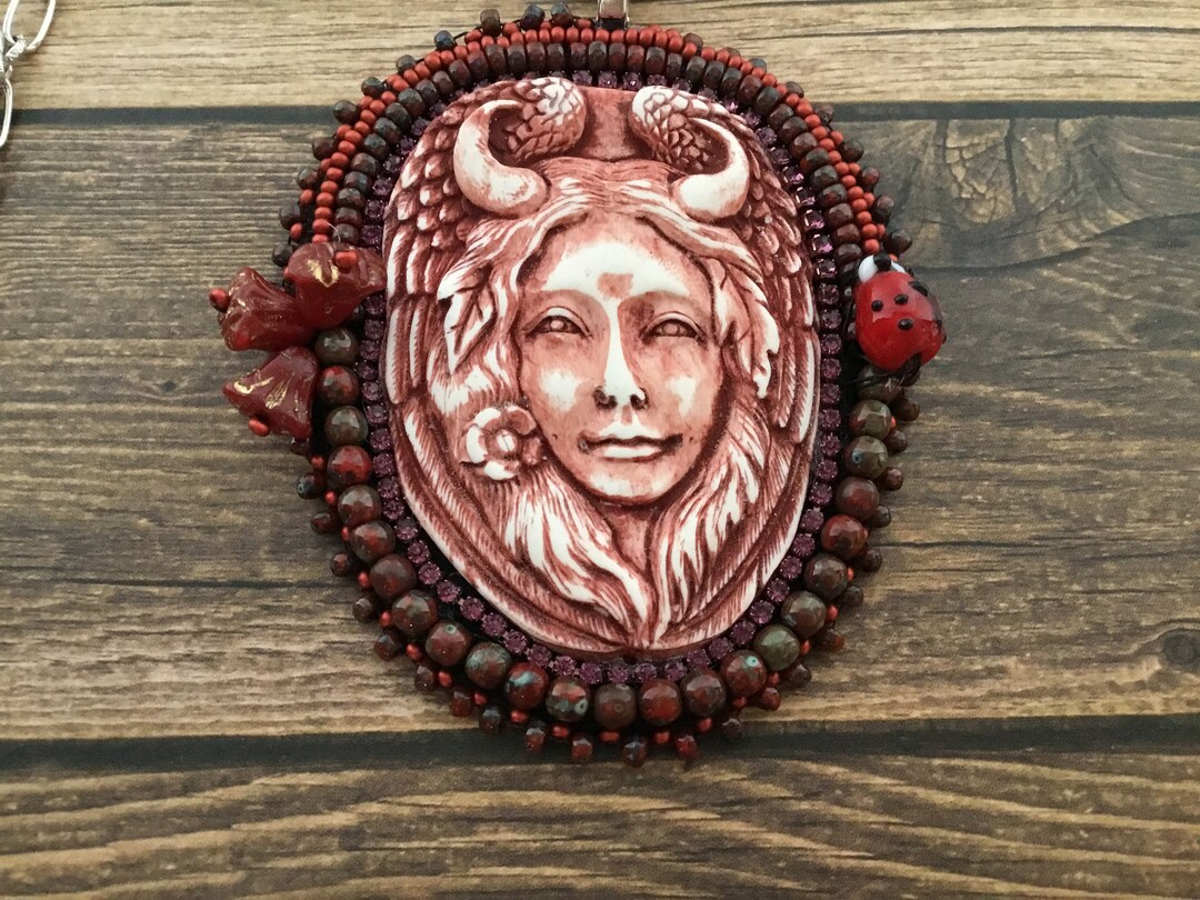 Fallen Angel Rhinestone Handmade Beaded Fallen Angel Pendant: Embroidered Goddess Necklace - Etsy