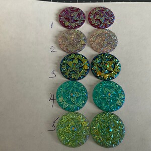 Resin Flower Cabochons: Rainbow AB Jewelry Making - 2 Piece Set
