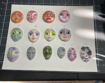 Handmade Polymer Clay Face Cabochons: Painted Faces for Doll Making