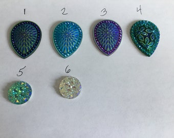 Resin Cabochons - flowers or lines cabochons - bead embroidery-assorted  cabochons- crafts- jewelry making-pendants  jewelry