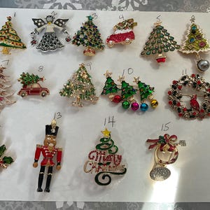 Vintage Rhinestone Christmas Brooch: Holiday Pins