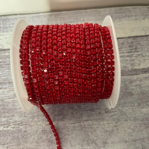 Ruby Red Crystal Cup Chain: 2mm Jewelry Embellishment