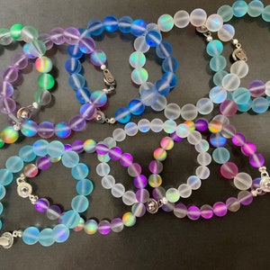Mermaid Glass Bracelet: Aura Quartz Coastal Iridescent Bracelet