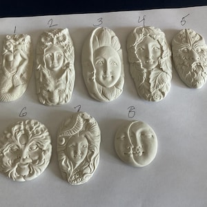 Unpainted polymer clay faces -embroidery cabochons- have fun painting your own pendants -crafts- jewelry making-pendants  jewelry