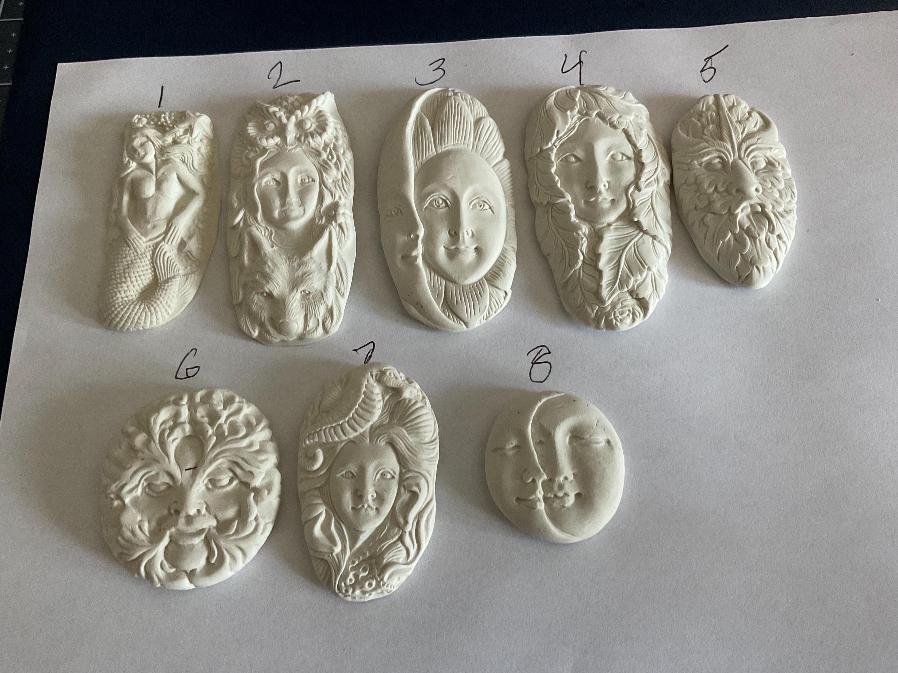 Unpainted Polymer Clay Faces: DIY Cabochon Pendants