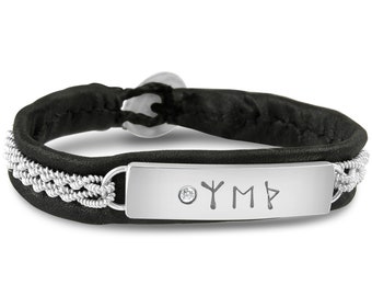 Silver, Gemstone and Viking Runes Bracelet, Custom Bracelet, Sami Inspired Reindeer Leather,  Scandinavian Gifts for Men or Women