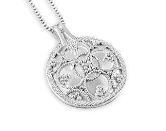 Silver Filigree Mandala Pendant, Traditional Norwegian Filigree Design, Custom Scandinavian Necklace, Jewelry Gift for Women