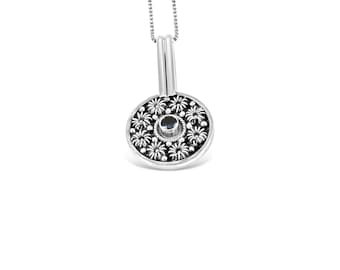 Silver Filigree Pendant with Gemstone, Traditional Norwegian Filigree, Handmade Necklace, Custom Design Jewelry, Gifts for Women