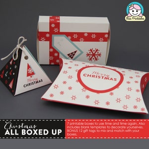 7 Christmas printable boxes packaging - printable boxes plus blank templates and bonus gift tags. Instant download.
