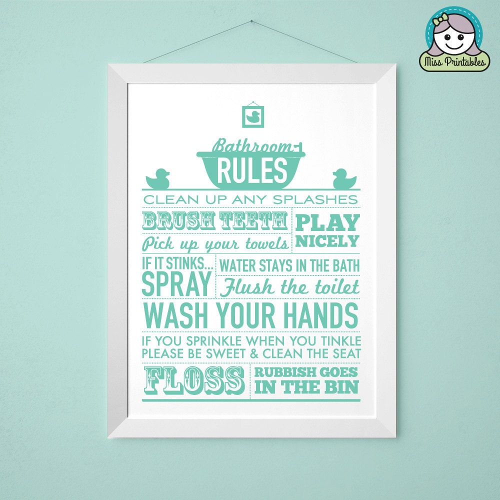 Bathroom Rules Printable Poster Wall Art - Etsy