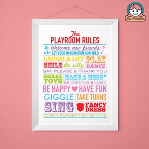 PLAYROOM RULES printable poster multi-coloured. Instant download. Extra extra large 60x80cm