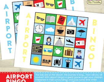 Airport bingo - printable game for any trips involving the airport