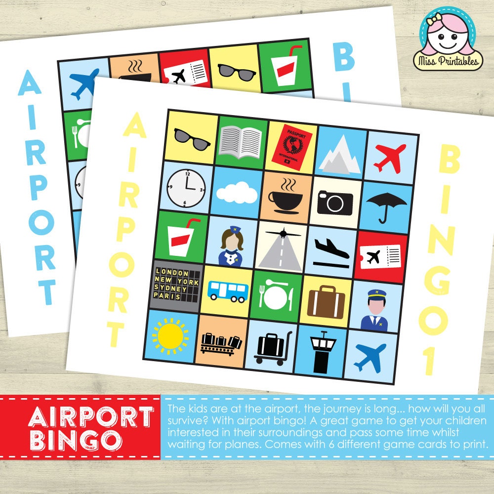 Airport Bingo - Printable Game for Any Trips Involving the Airport - Etsy