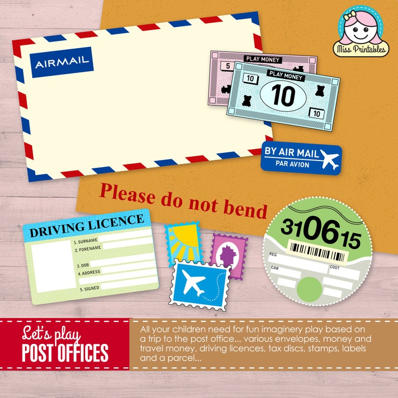 Printable Post Office Set For Children s Pretend Play Etsy