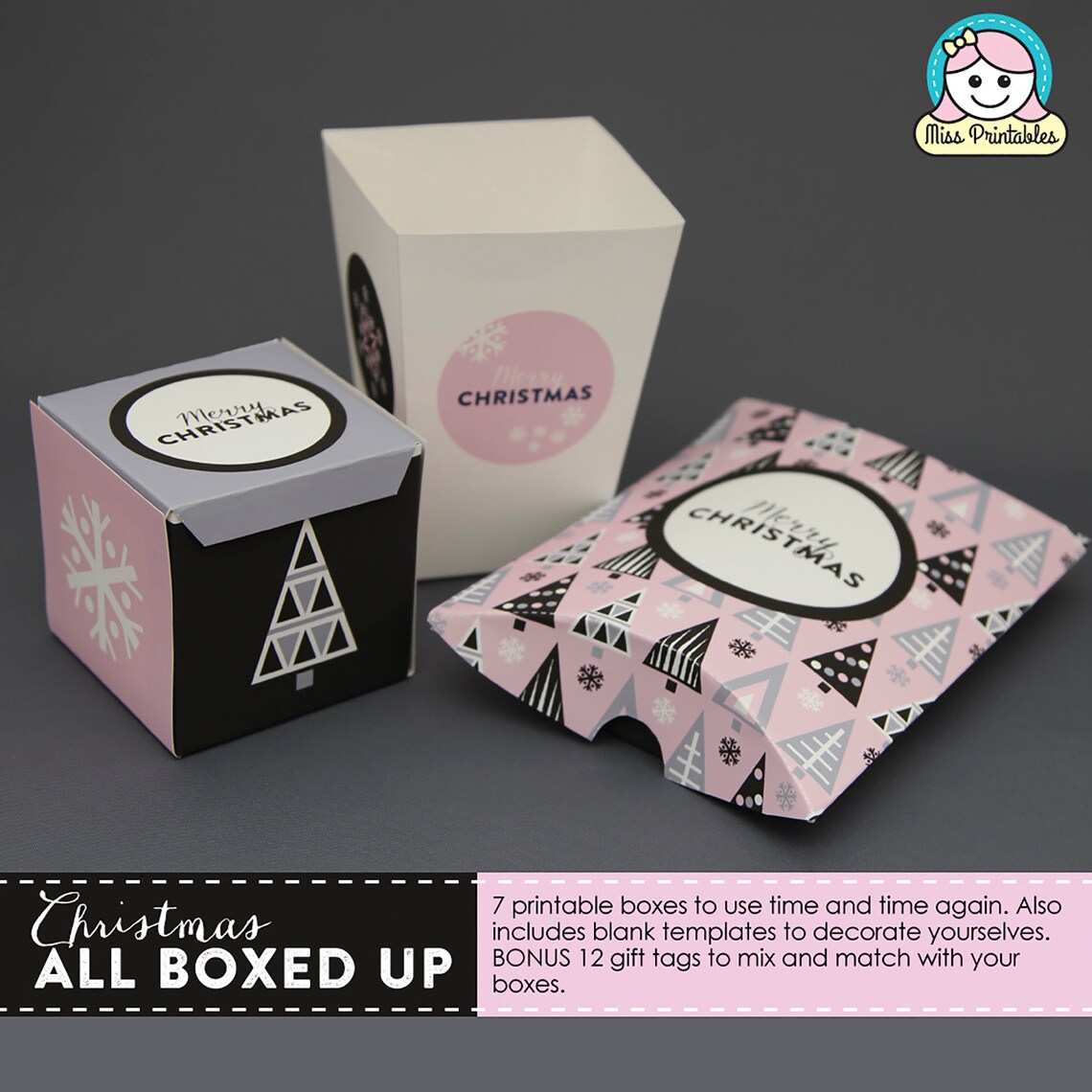 7 Christmas Printable Boxes Packaging - Etsy