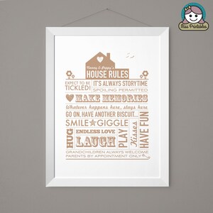 Nanny and Poppy's House Rules printable in sand/beige. Perfect christmas gift for your loved ones.