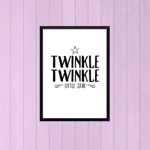 Twinkle Twinkle Little Star typographic printable poster for nursery&#39;s and bedrooms