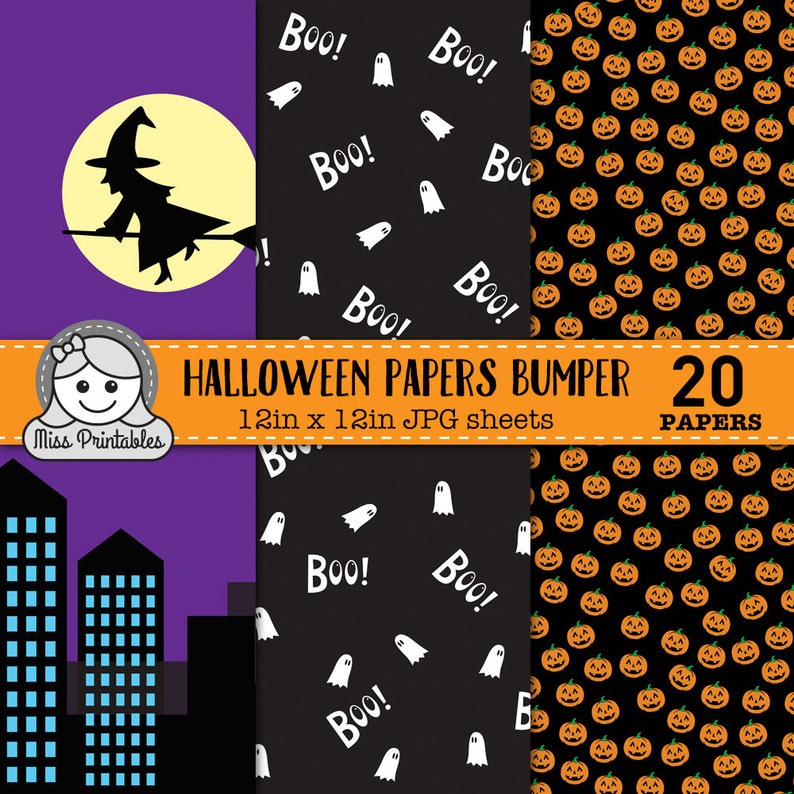 HALF PRICE! HALLOWEEN Digital Paper Pack Printable, Pattern Designs for ...