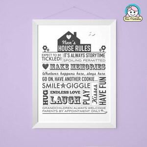 Nan&#39;s House Rules printable poster