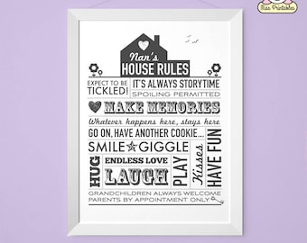 Nan's House Rules printable poster