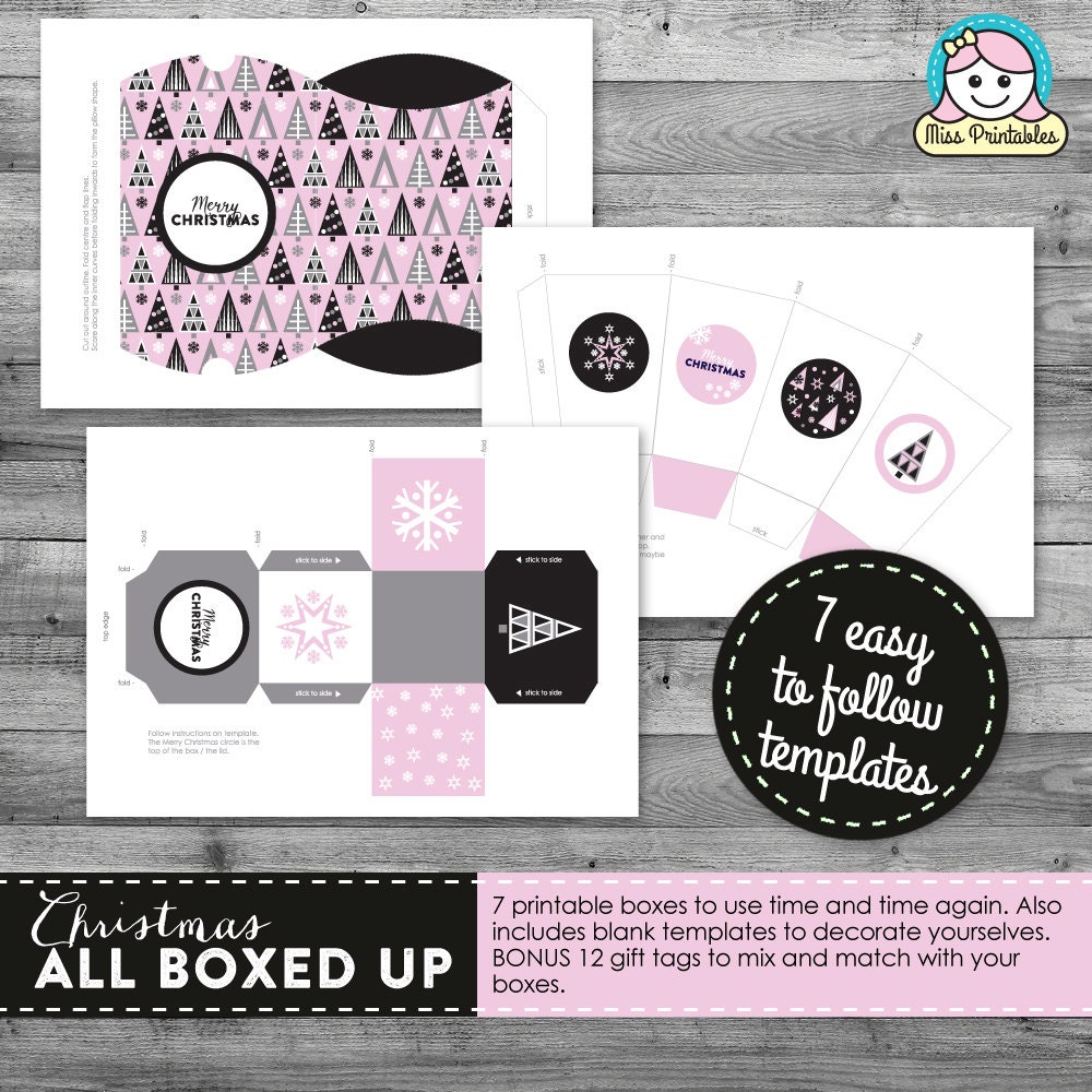 7 Christmas Printable Boxes Packaging - Etsy