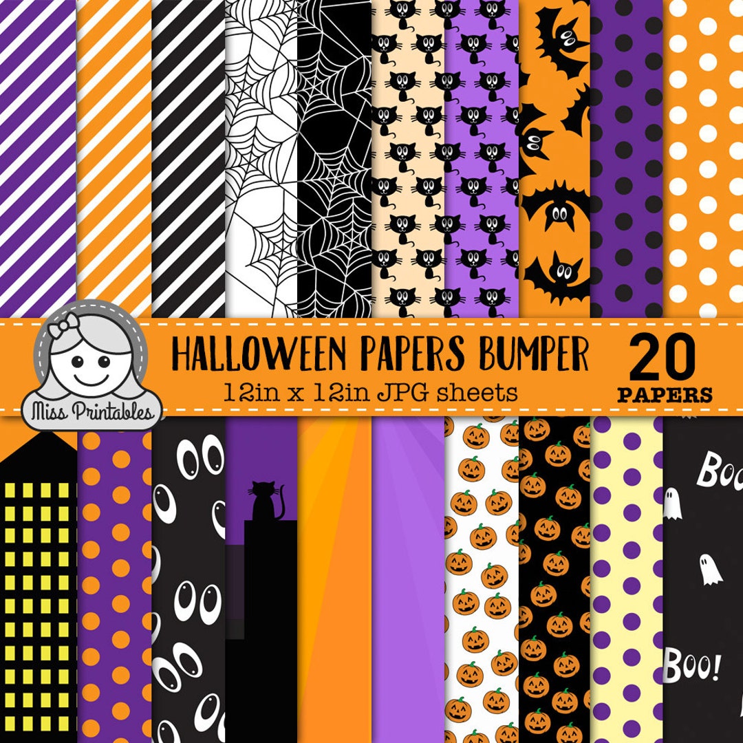 HALF PRICE! HALLOWEEN Digital Paper Pack Printable, Pattern Designs for ...