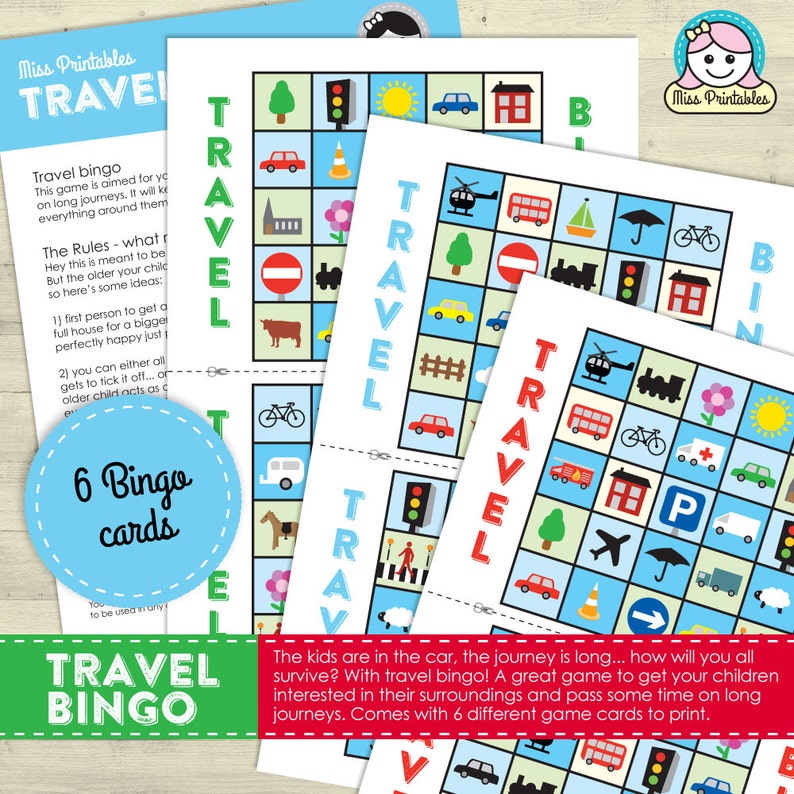 Travel Bingo Printable Game for Long Car Journeys